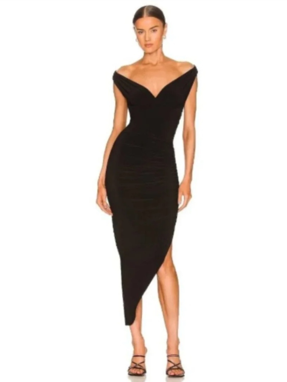Norma Kamali Black Tara‎ Side Drape Gown